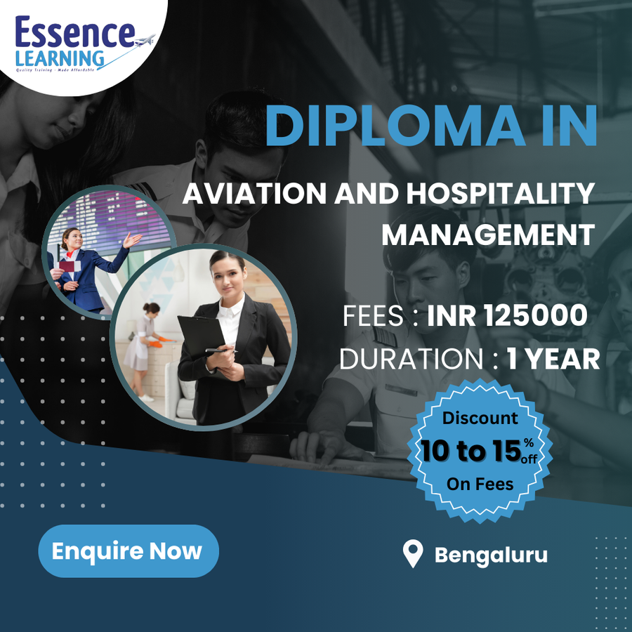 Diploma in Aviation and Hospitality Management at Essence Learning, Bengaluru/Bangalore